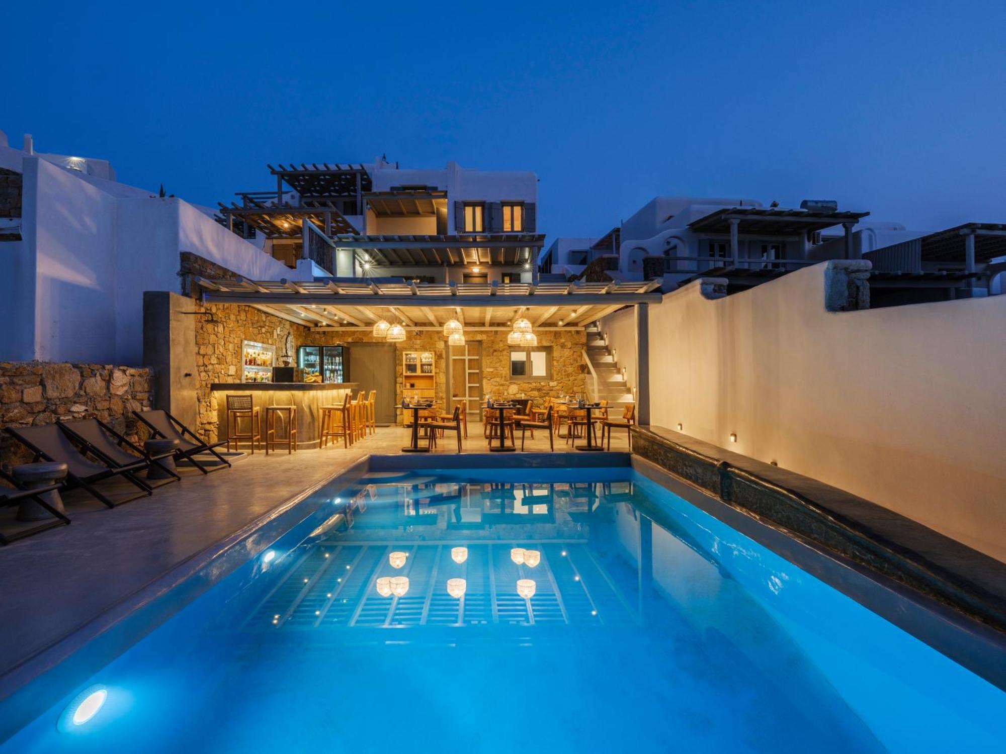 Sea Rock & Sky Private Mykonos Residence Merchia Beach Экстерьер фото