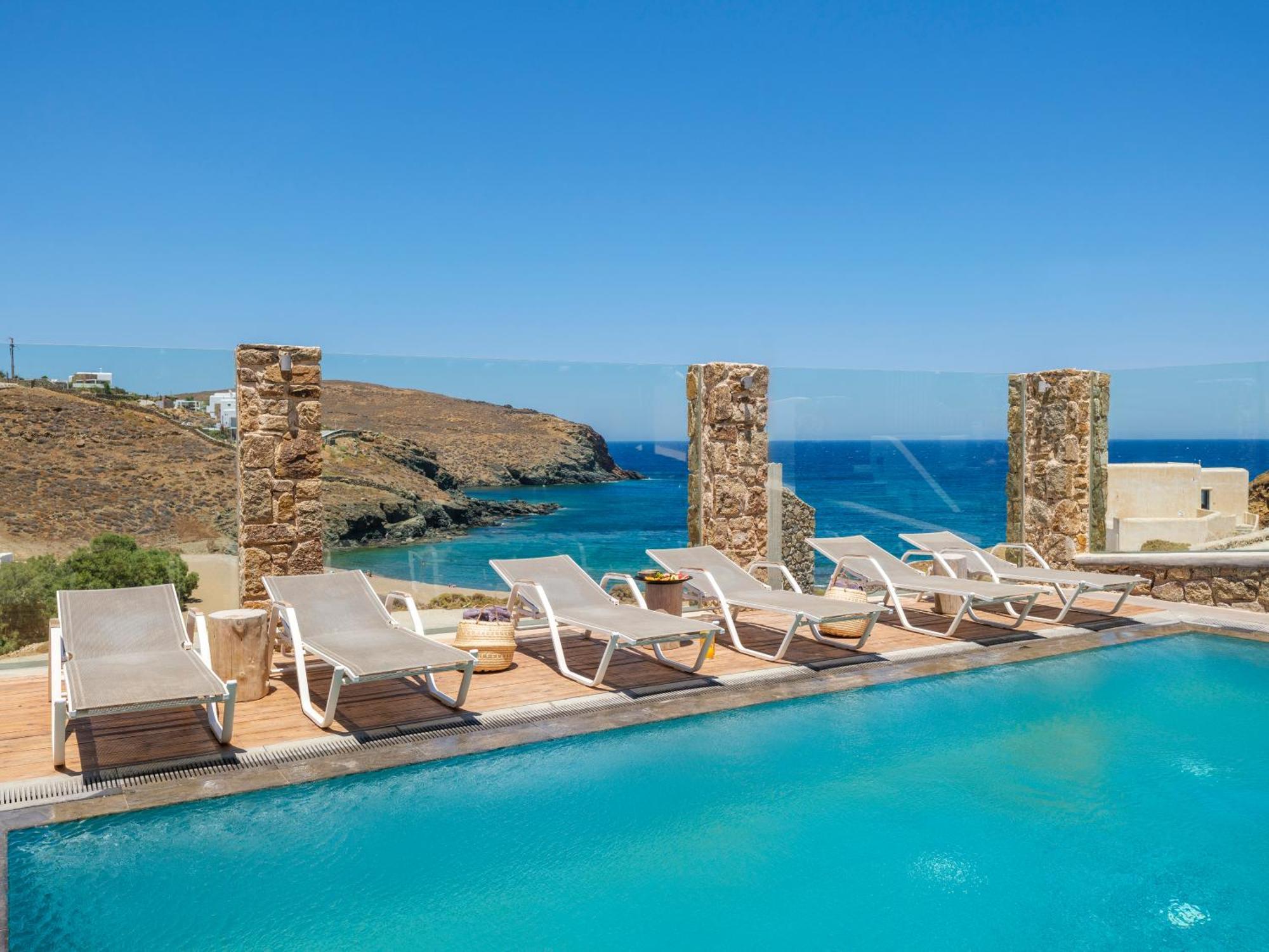 Sea Rock & Sky Private Mykonos Residence Merchia Beach Экстерьер фото