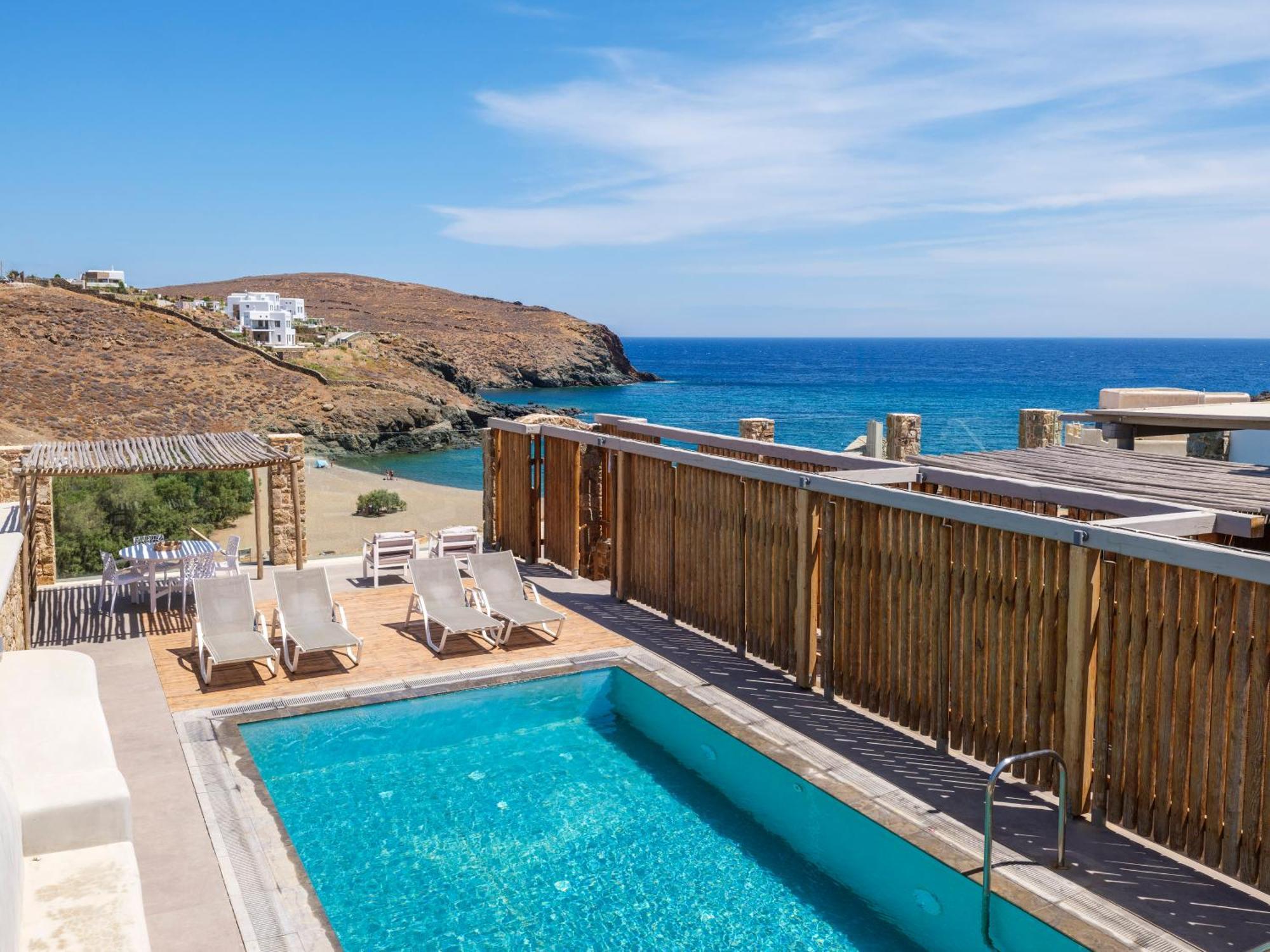 Sea Rock & Sky Private Mykonos Residence Merchia Beach Экстерьер фото