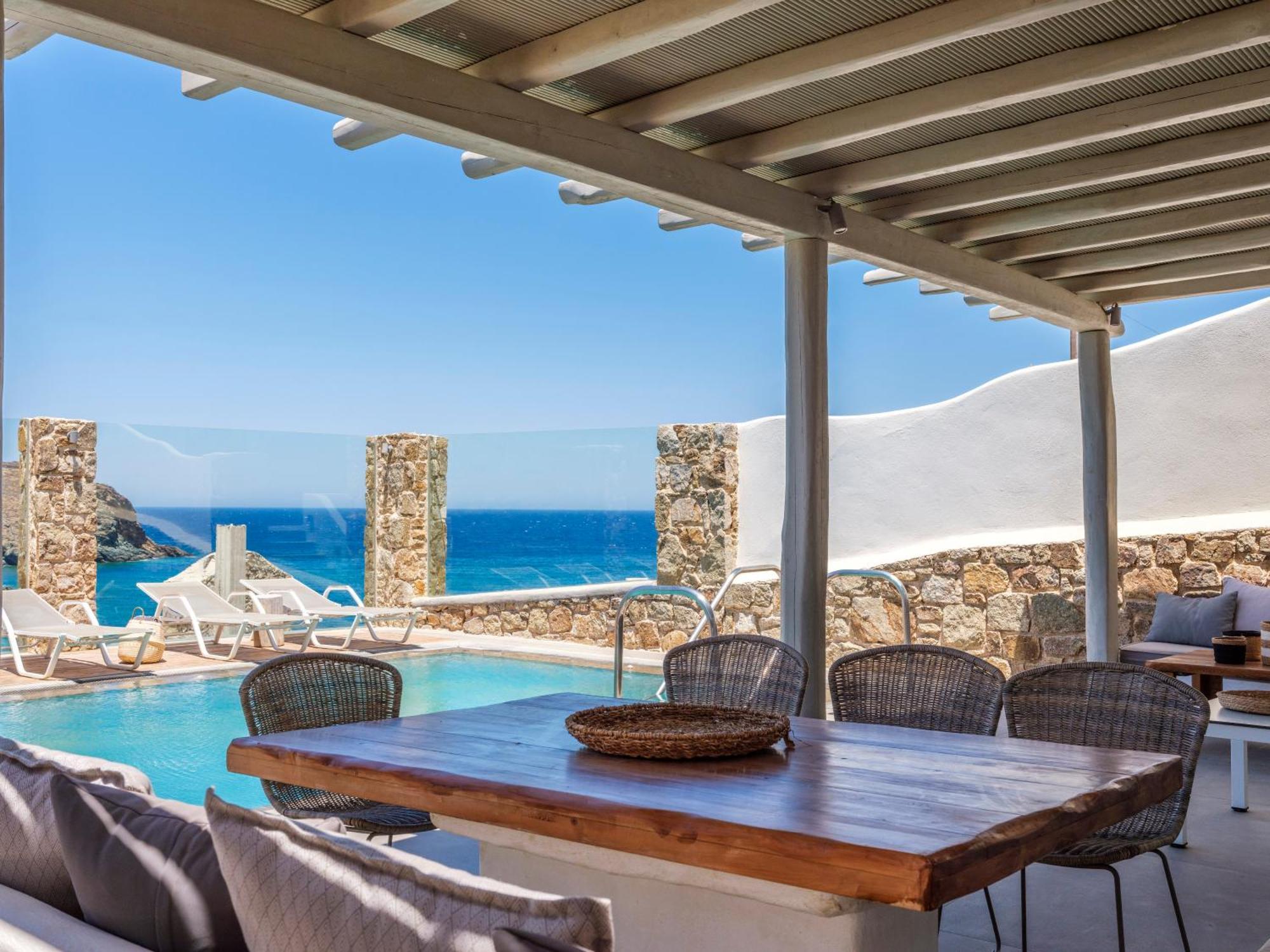 Sea Rock & Sky Private Mykonos Residence Merchia Beach Экстерьер фото