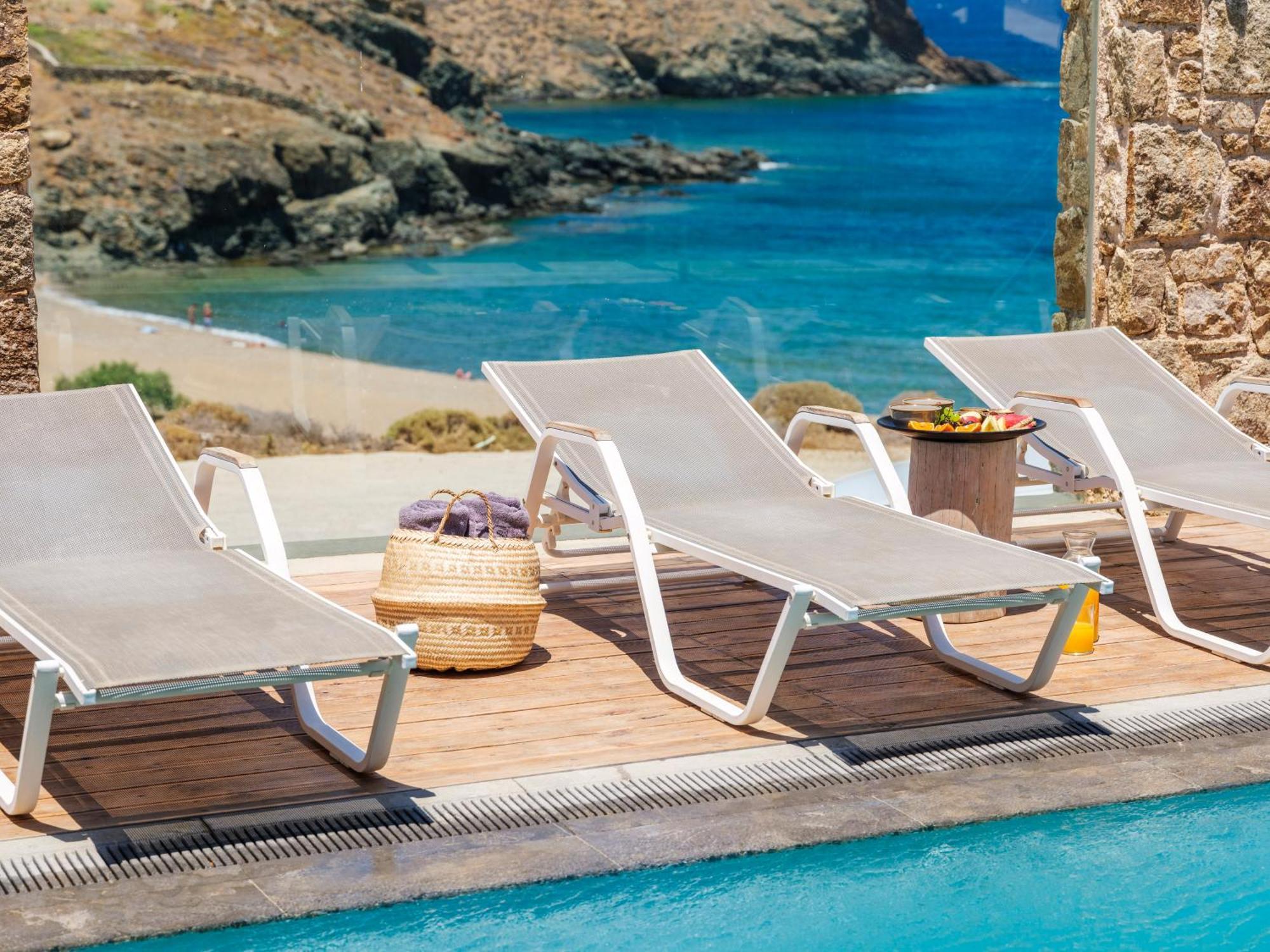 Sea Rock & Sky Private Mykonos Residence Merchia Beach Экстерьер фото